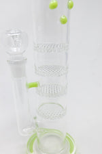 18" Flat Base Quad Honeycomb Percolator Bong w/ Ice Catcher