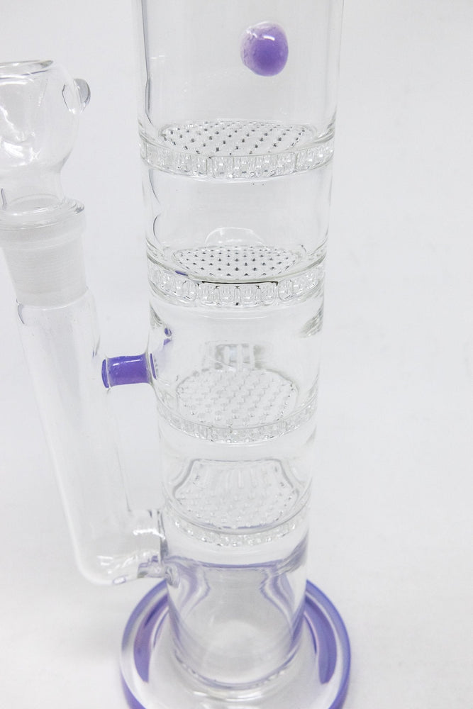 18" Flat Base Quad Honeycomb Percolator Bong w/ Ice Catcher