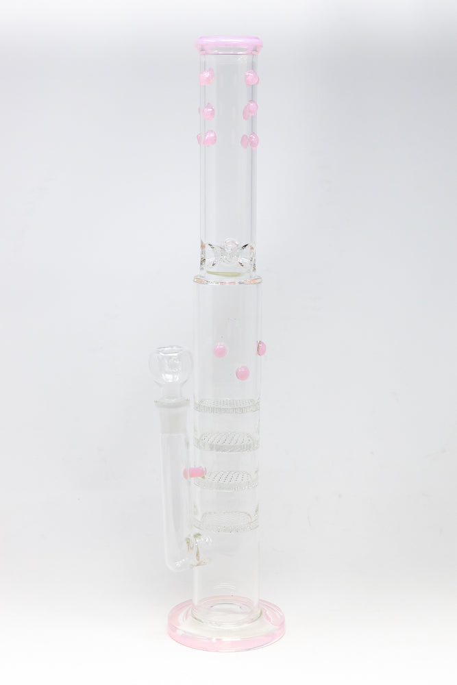 18" Flat Base Quad Honeycomb Percolator Bong w/ Ice Catcher