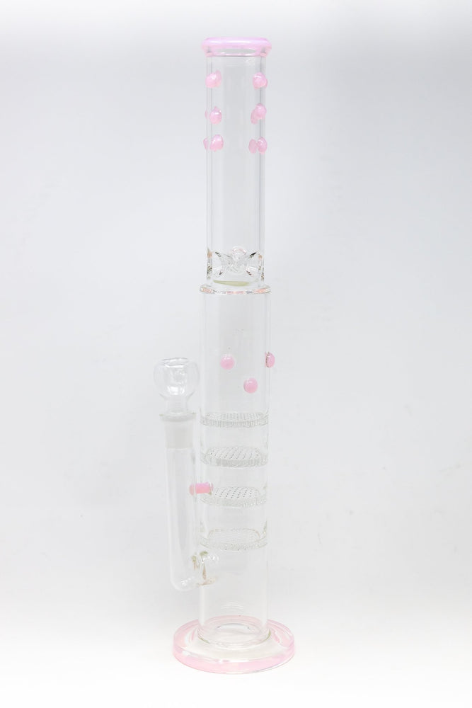 18" Flat Base Quad Honeycomb Percolator Bong w/ Ice Catcher