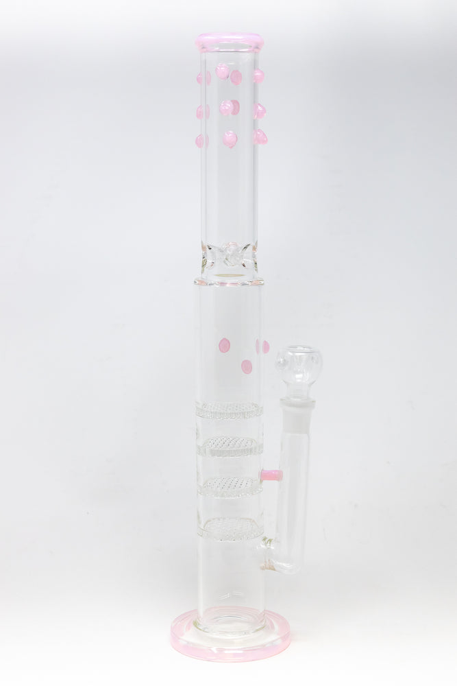 18" Flat Base Quad Honeycomb Percolator Bong w/ Ice Catcher