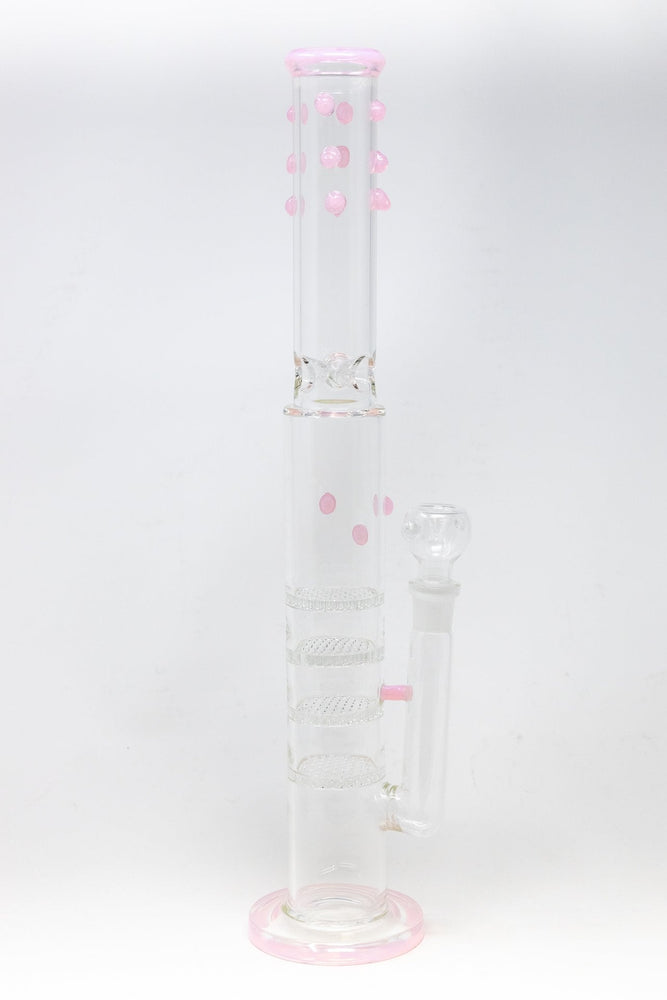 18" Flat Base Quad Honeycomb Percolator Bong w/ Ice Catcher