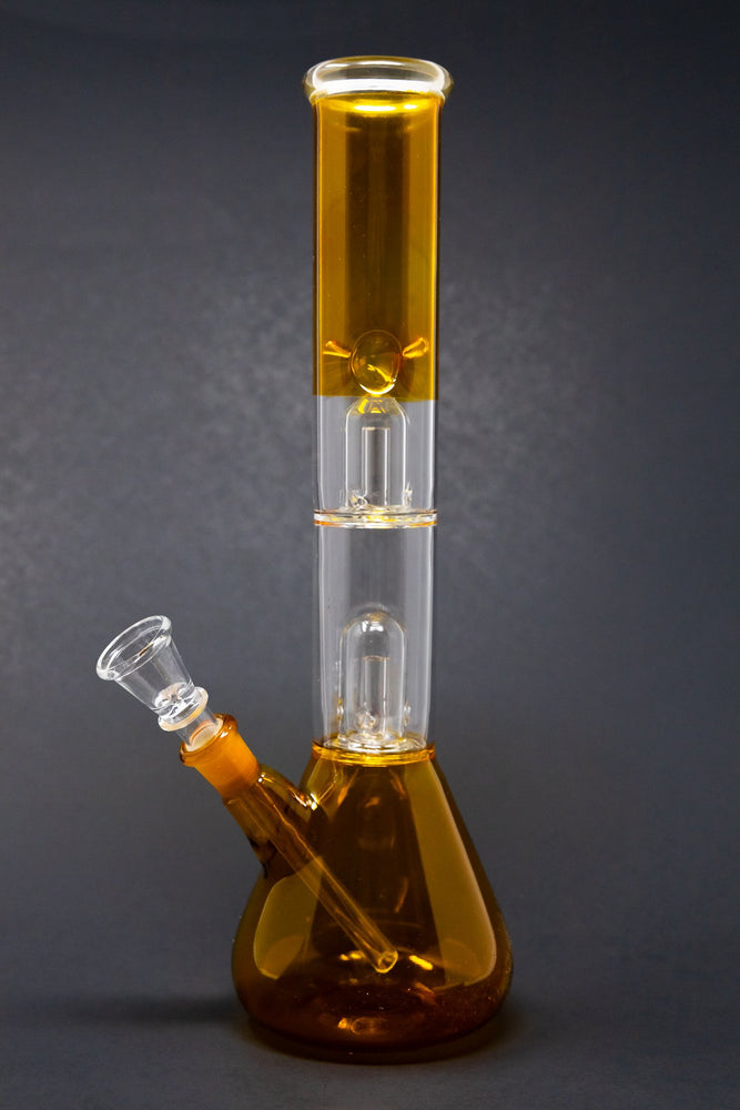 12" Double Percolator Neon Yellow Bong