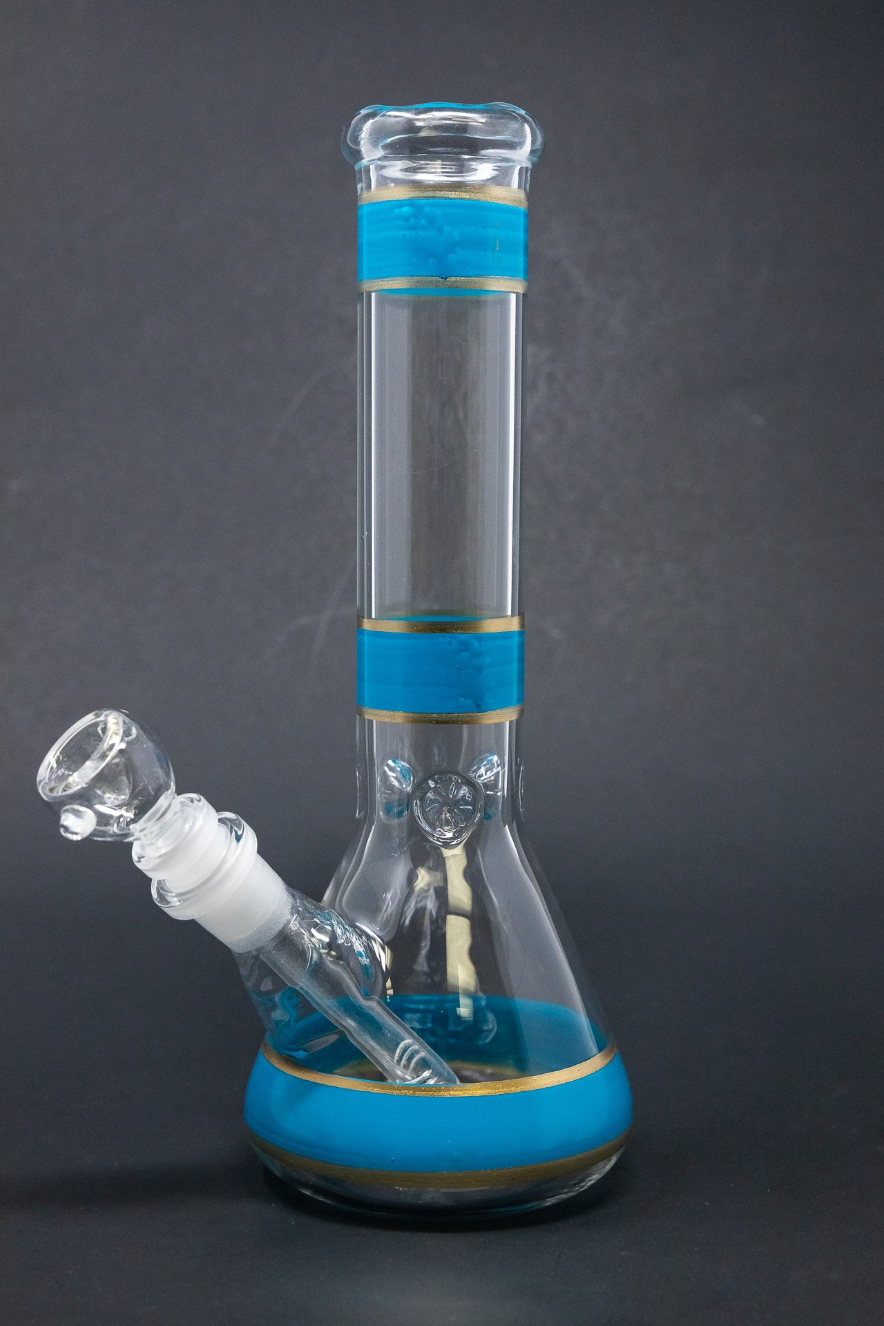10" Teal Stripe Beaker Bong w/ Ice Catcher