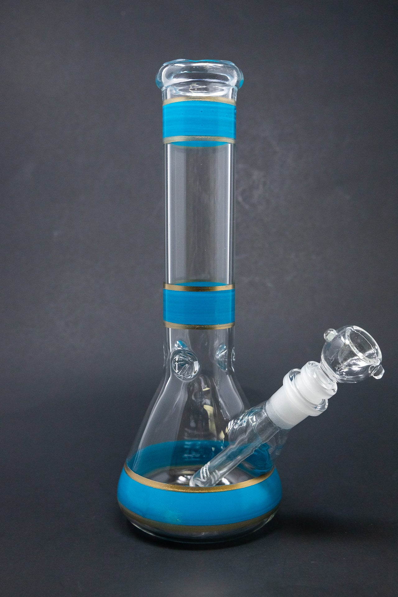 10" Teal Stripe Beaker Bong w/ Ice Catcher