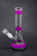 10" Fuchsia Stripe Beaker Bong w/ Ice Catcher