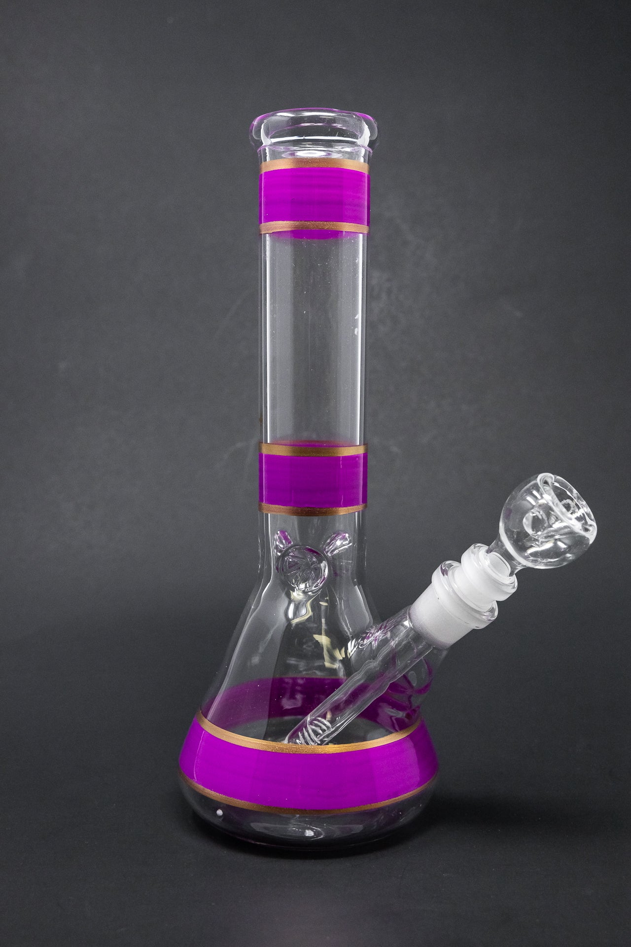 10" Fuchsia Stripe Beaker Bong w/ Ice Catcher