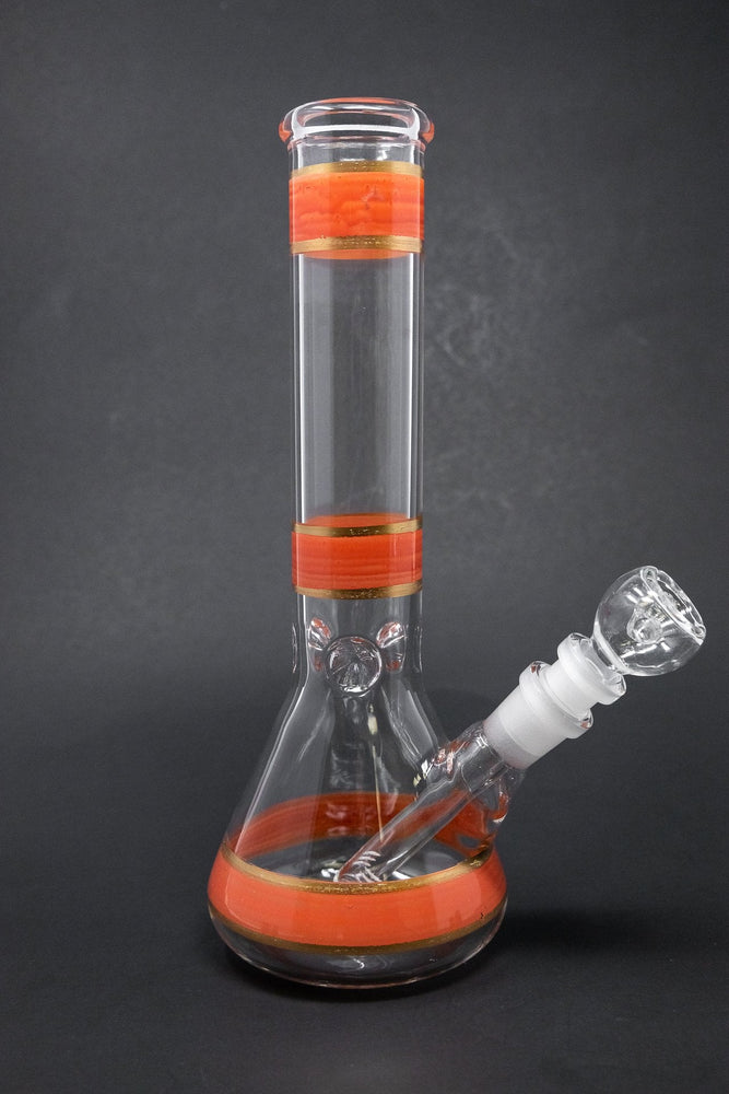 10" Peach Stripe Beaker Bong w/ Ice Catcher