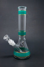 10" Blue Green Stripe Beaker Bong w/ Ice Catcher