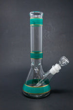 10" Blue Green Stripe Beaker Bong w/ Ice Catcher