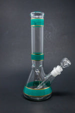 10" Blue Green Stripe Beaker Bong w/ Ice Catcher