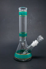 10" Blue Green Stripe Beaker Bong w/ Ice Catcher