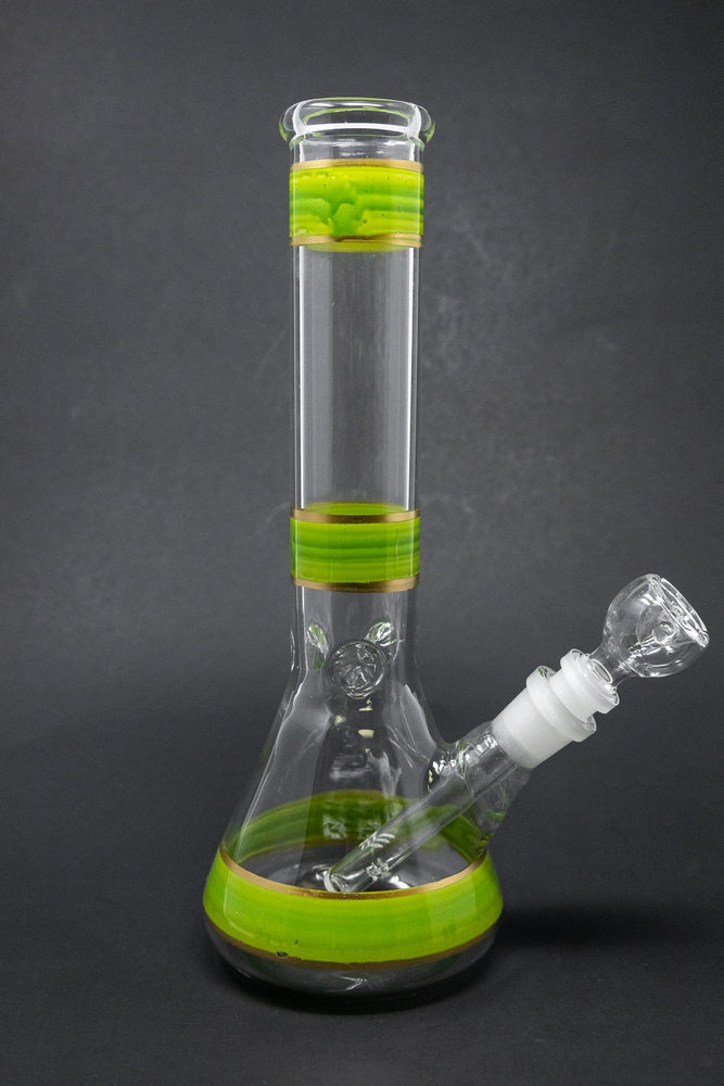 10" Lime Green Stripe Beaker Bong w/ Ice Catcher