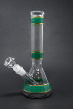 10" Dark Green Stripe Beaker Bong w/ Ice Catcher