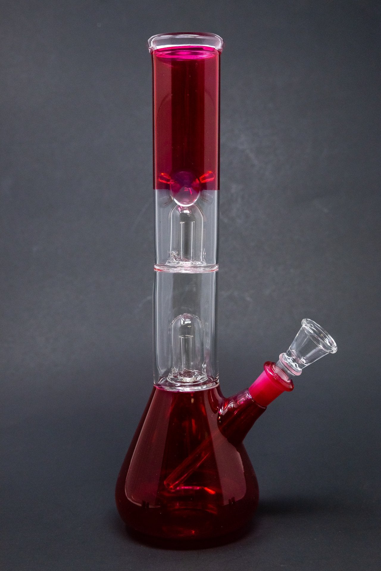 12" Double Percolator Neon Red Bong