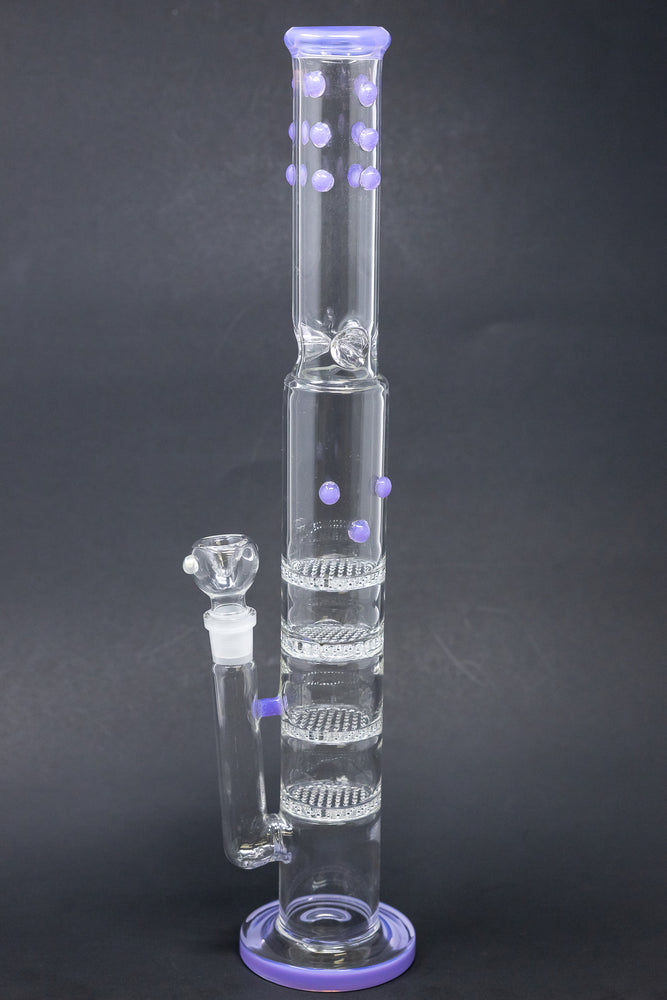 18" Flat Base Quad Honeycomb Percolator Bong w/ Ice Catcher