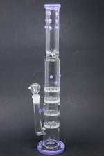 18" Flat Base Quad Honeycomb Percolator Bong w/ Ice Catcher