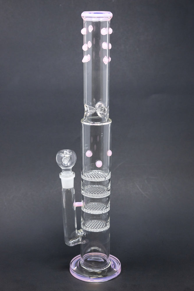 18" Flat Base Quad Honeycomb Percolator Bong w/ Ice Catcher