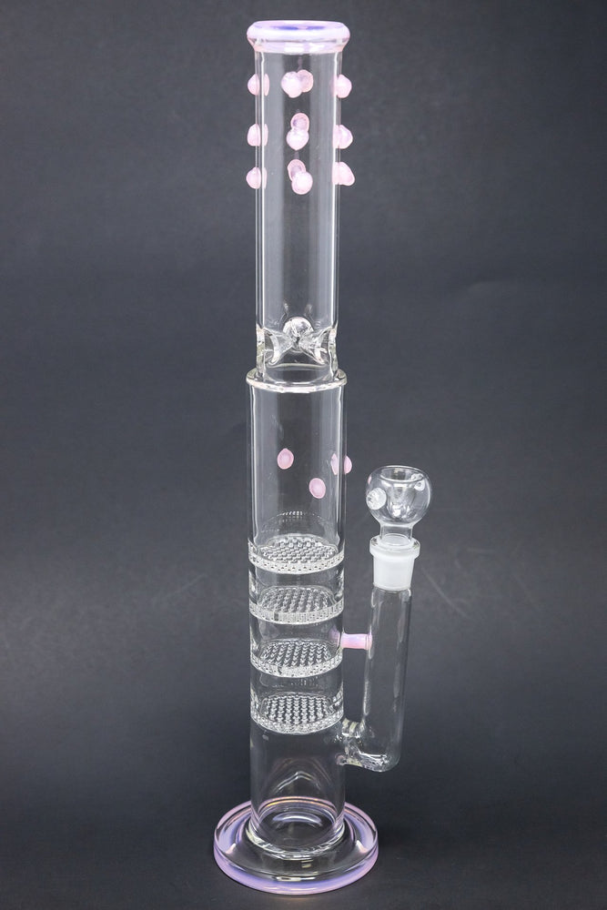 18" Flat Base Quad Honeycomb Percolator Bong w/ Ice Catcher