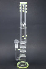 18" Flat Base Quad Honeycomb Percolator Bong w/ Ice Catcher