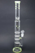 18" Flat Base Quad Honeycomb Percolator Bong w/ Ice Catcher