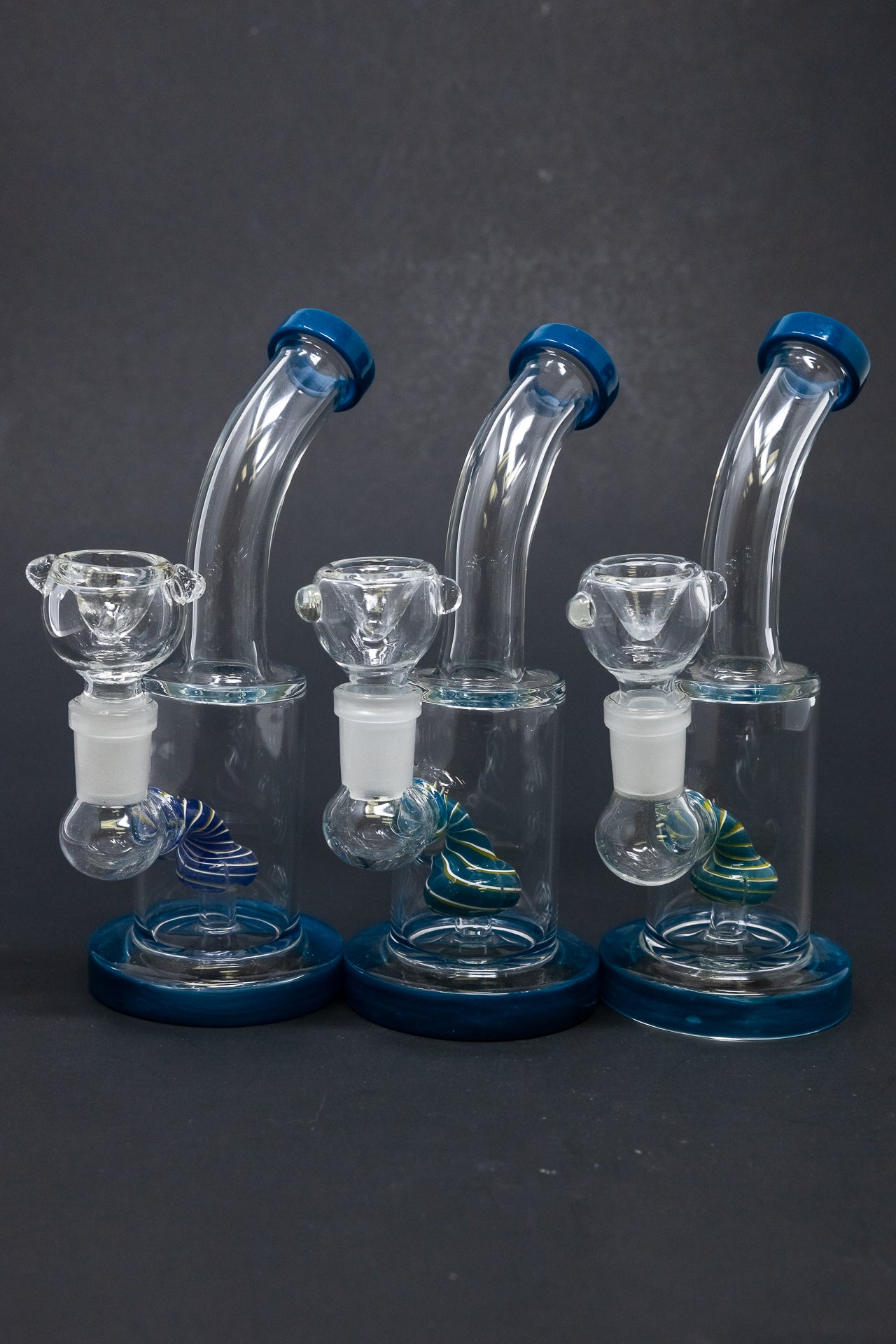 6" Aqua Blue Candy Cane Percolator Bong