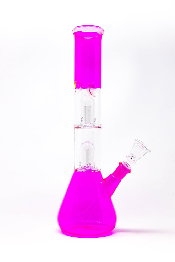 12" Double Percolator Neon Pink Bong