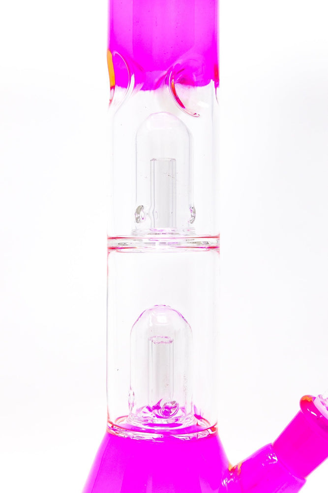 12" Double Percolator Neon Pink Bong