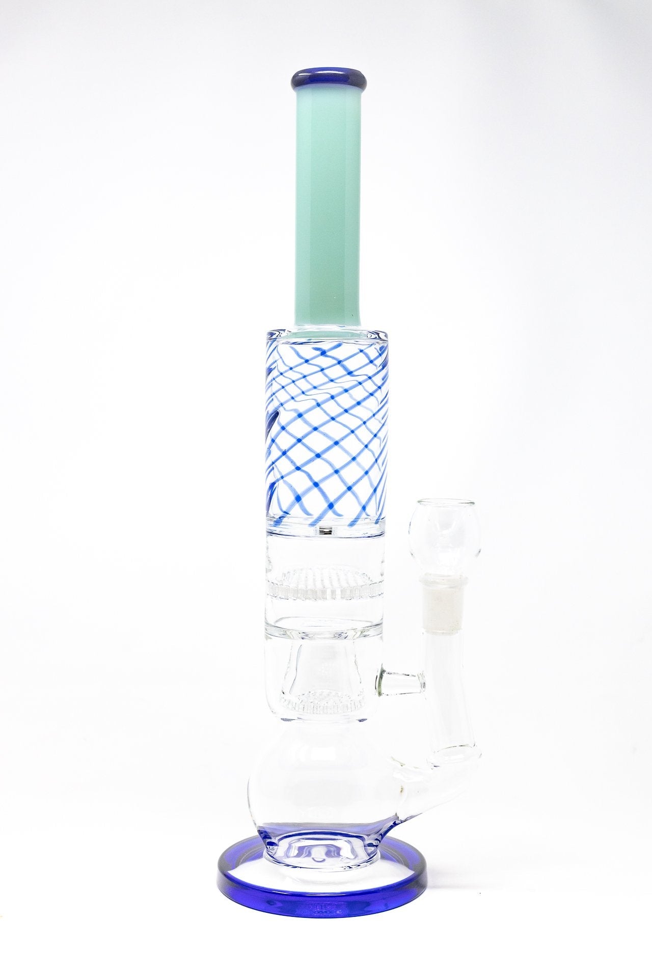 16" Blue Bubble Bottom Double Honeycomb Bong