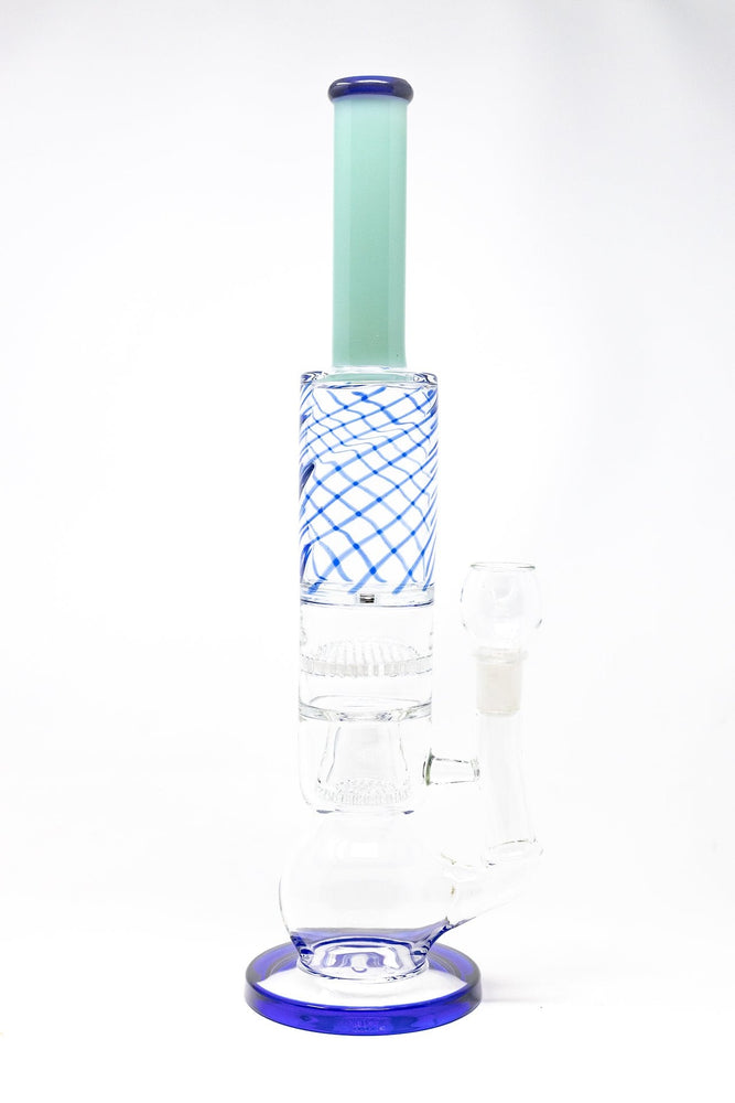 16" Blue Bubble Bottom Double Honeycomb Bong