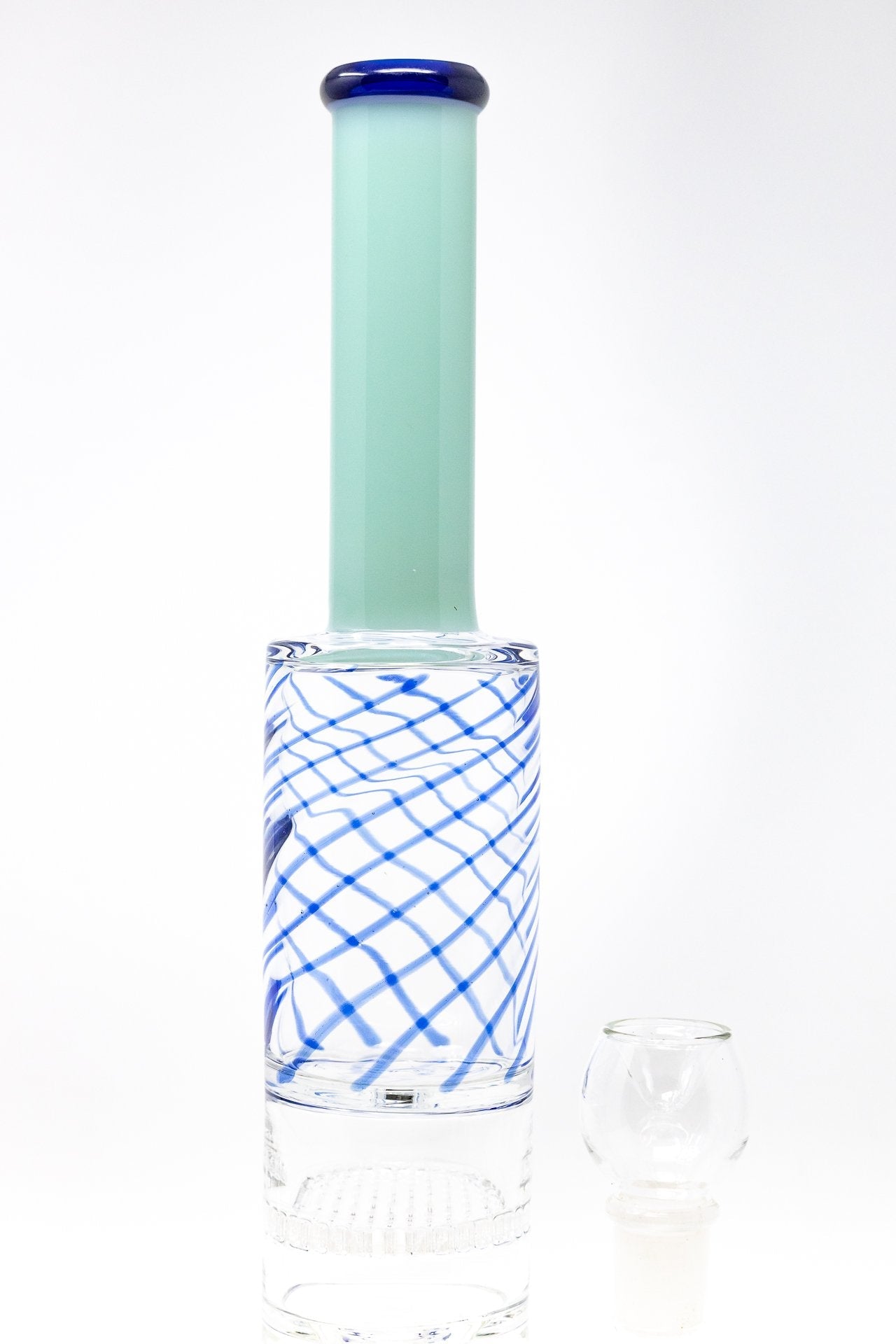 16" Blue Bubble Bottom Double Honeycomb Bong