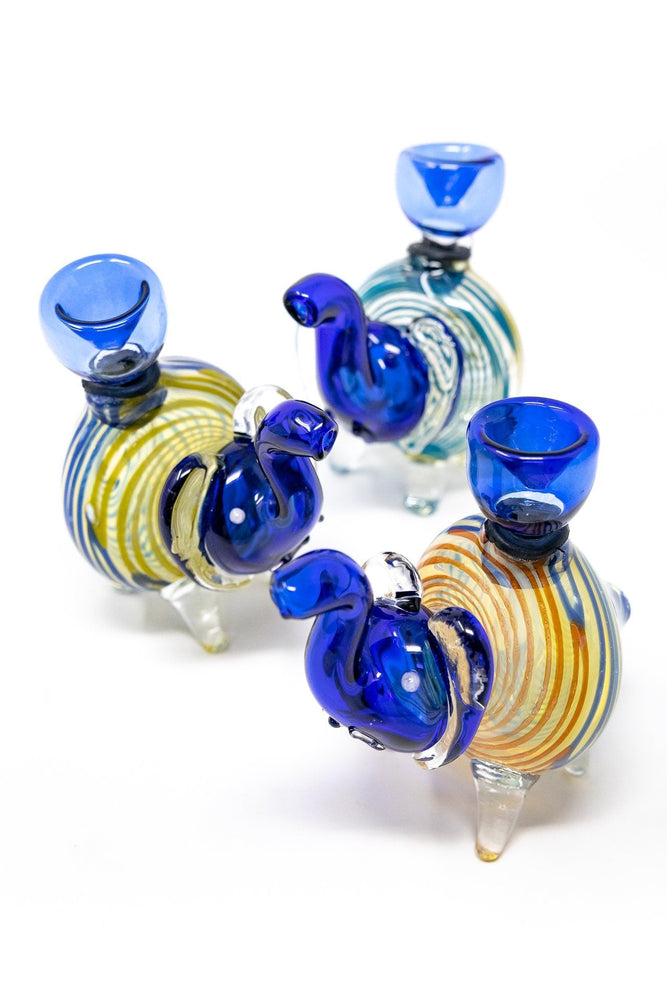 4" Blue Swirl Elephant Hand Pipe w/ Bowl Pc