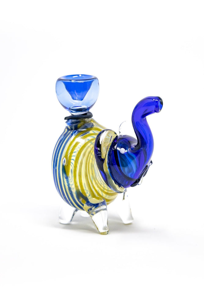 4" Blue Swirl Elephant Hand Pipe w/ Bowl Pc