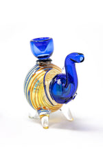 4" Blue Swirl Elephant Hand Pipe w/ Bowl Pc