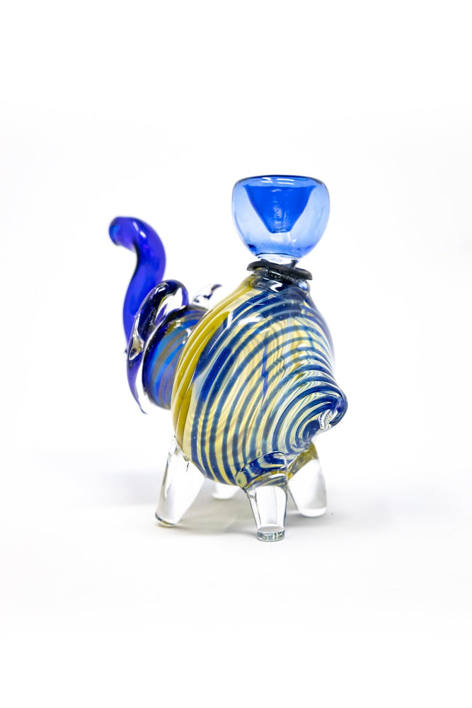 4" Blue Swirl Elephant Hand Pipe w/ Bowl Pc