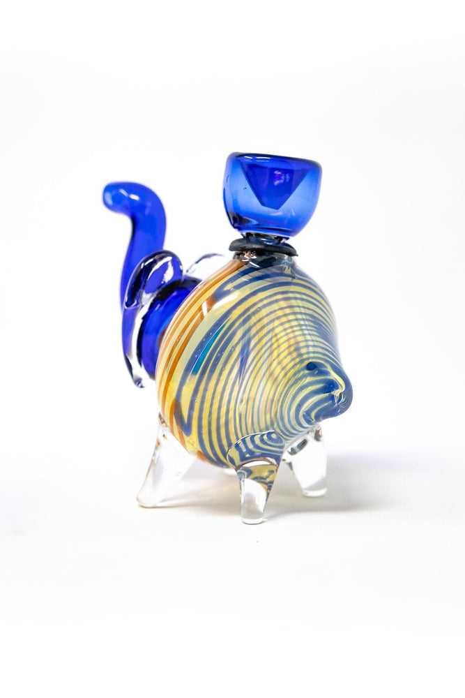 4" Blue Swirl Elephant Hand Pipe w/ Bowl Pc