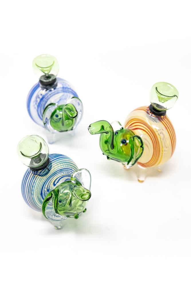 4" Green Swirl Elephant Hand Pipe w/ Bowl Pc