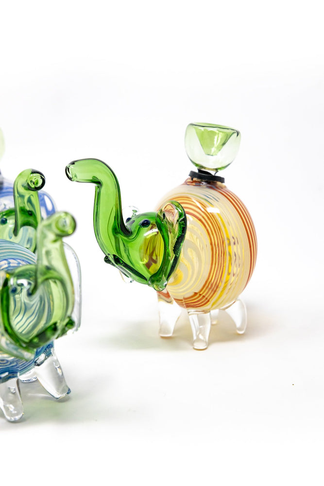 4" Green Swirl Elephant Hand Pipe w/ Bowl Pc