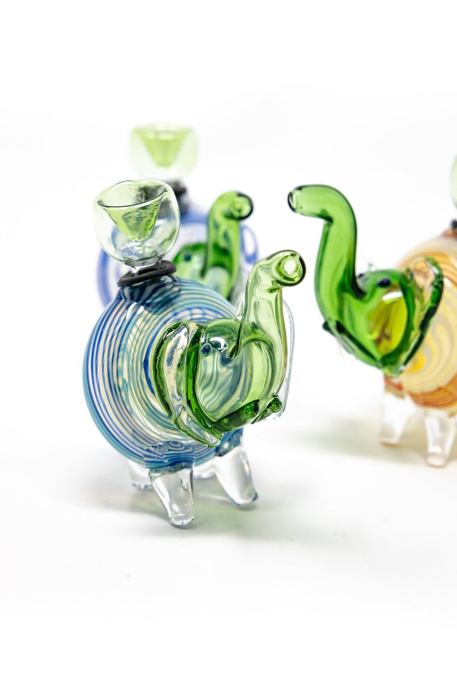 4" Green Swirl Elephant Hand Pipe w/ Bowl Pc