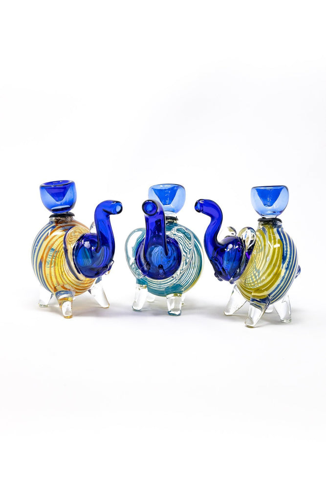 4" Blue Swirl Elephant Hand Pipe w/ Bowl Pc