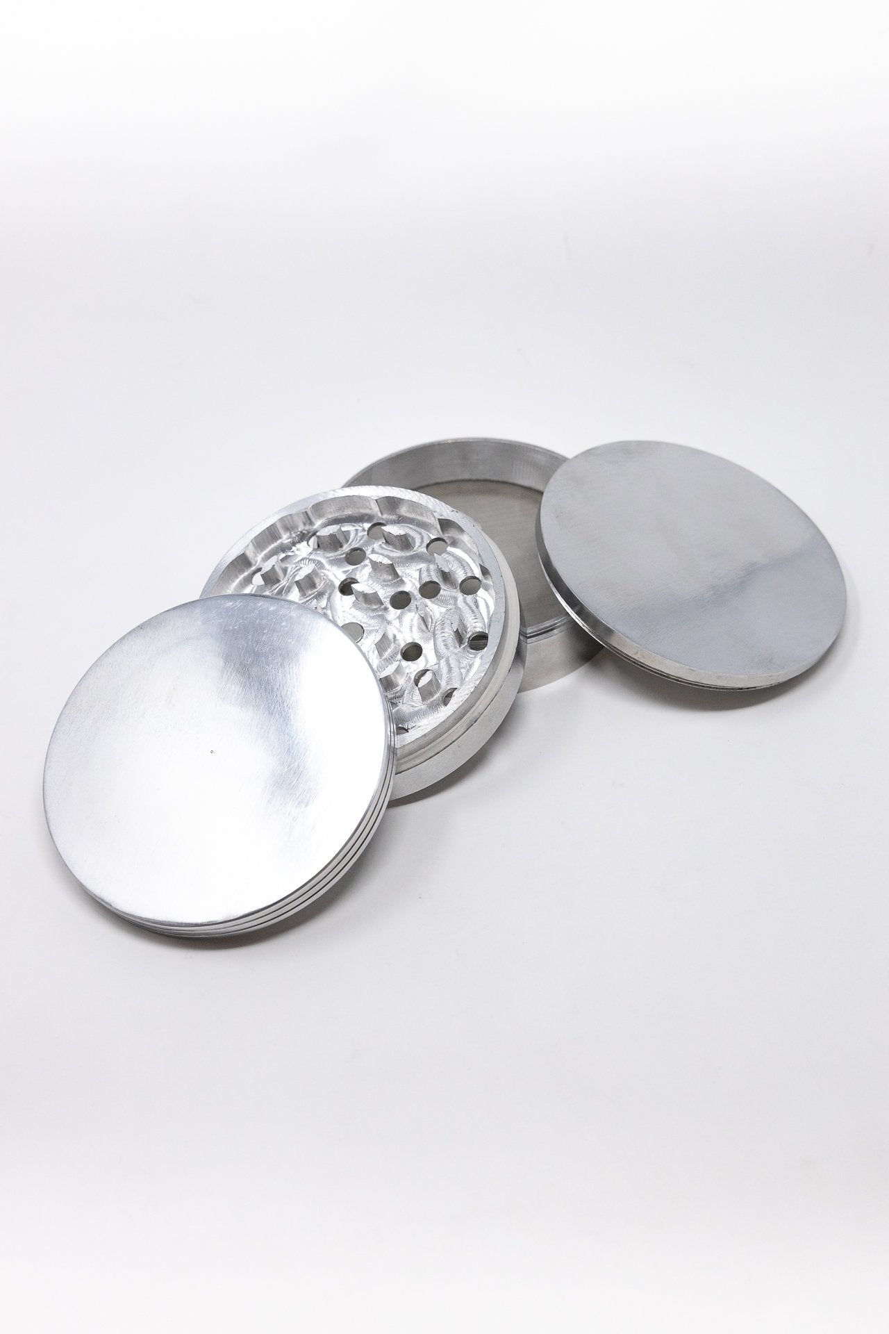 4-Piece Herb Magnetic 4 Inches Silver Metal Grinder - 100mm