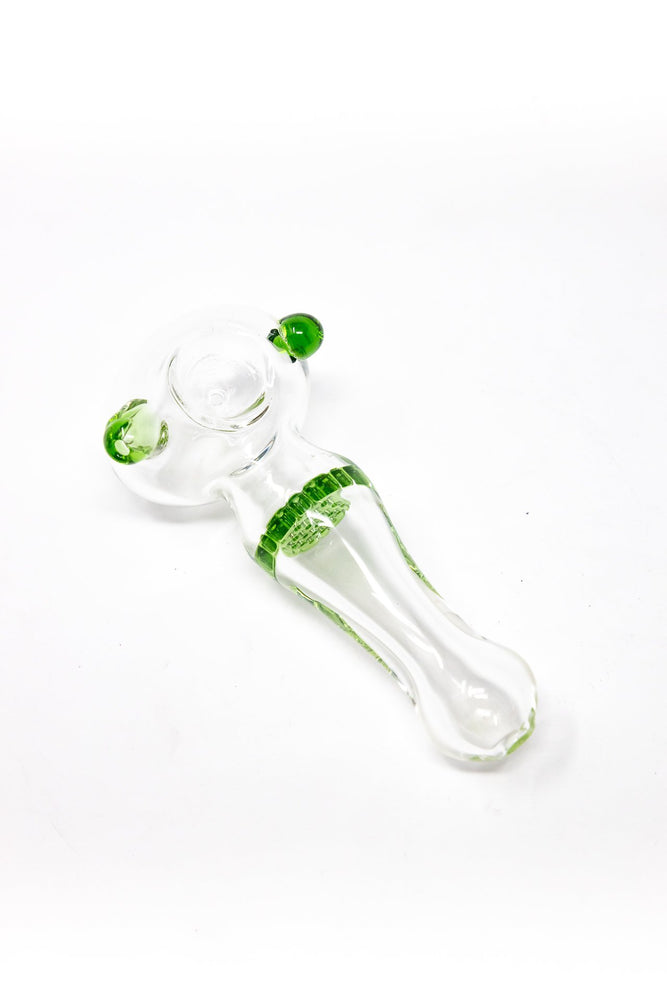 4" Green Honeycomb Filter Glass Hand Smoking Pipe w/ Carb Hole