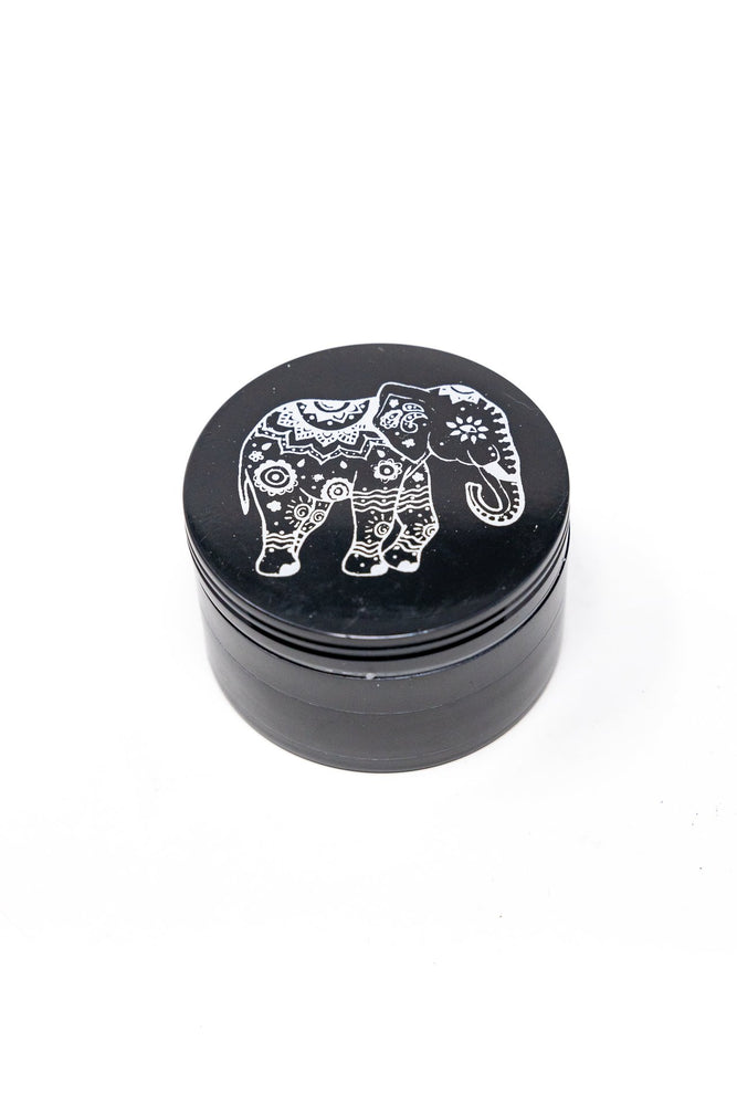 4 pc Black Magnetic Elephant Metal Grinder w/ Sharp Teeth
