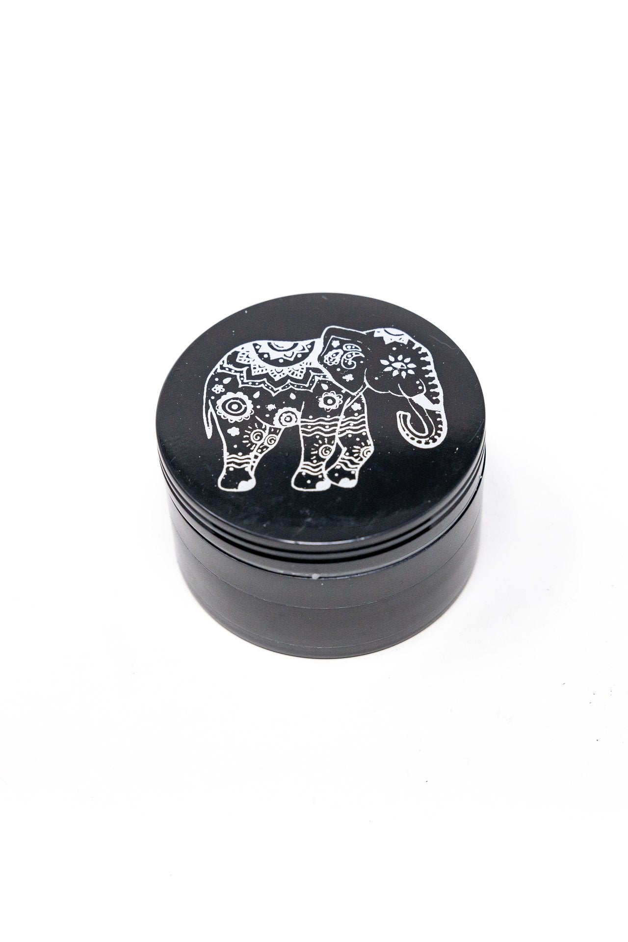 4-Piece Herb Black Magnetic Elephant Metal Grinder w/ Sharp Teeth