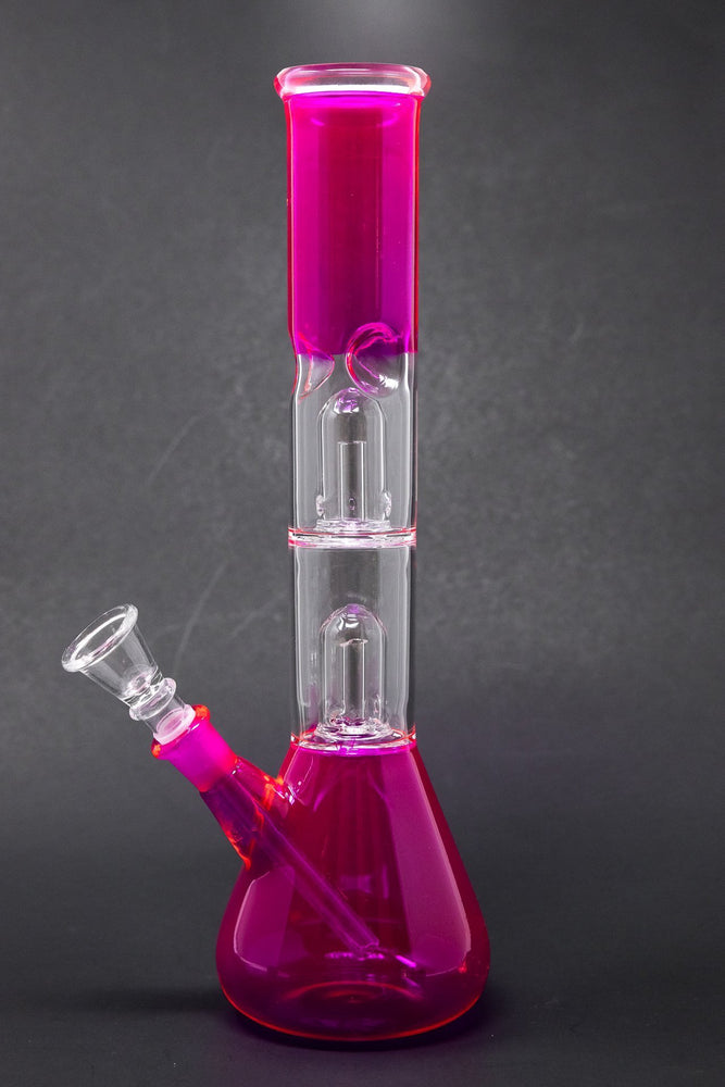 12" Double Percolator Neon Pink Bong