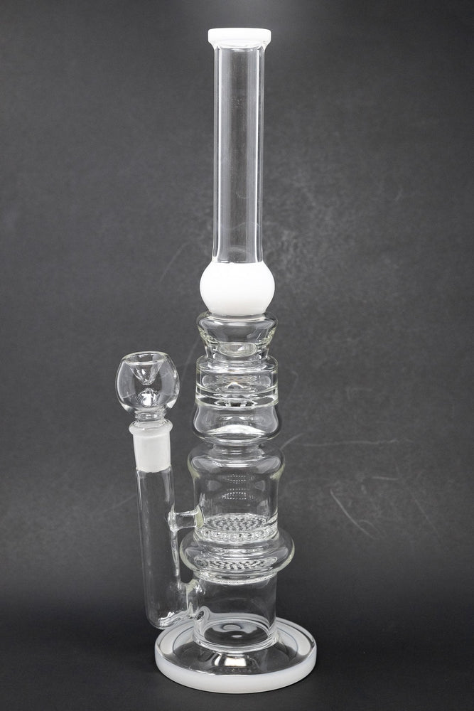 14" White Double Honeycomb Bong