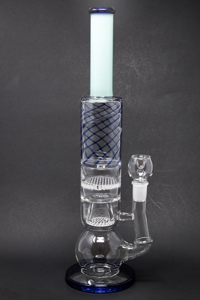 16" Blue Bubble Bottom Double Honeycomb Bong