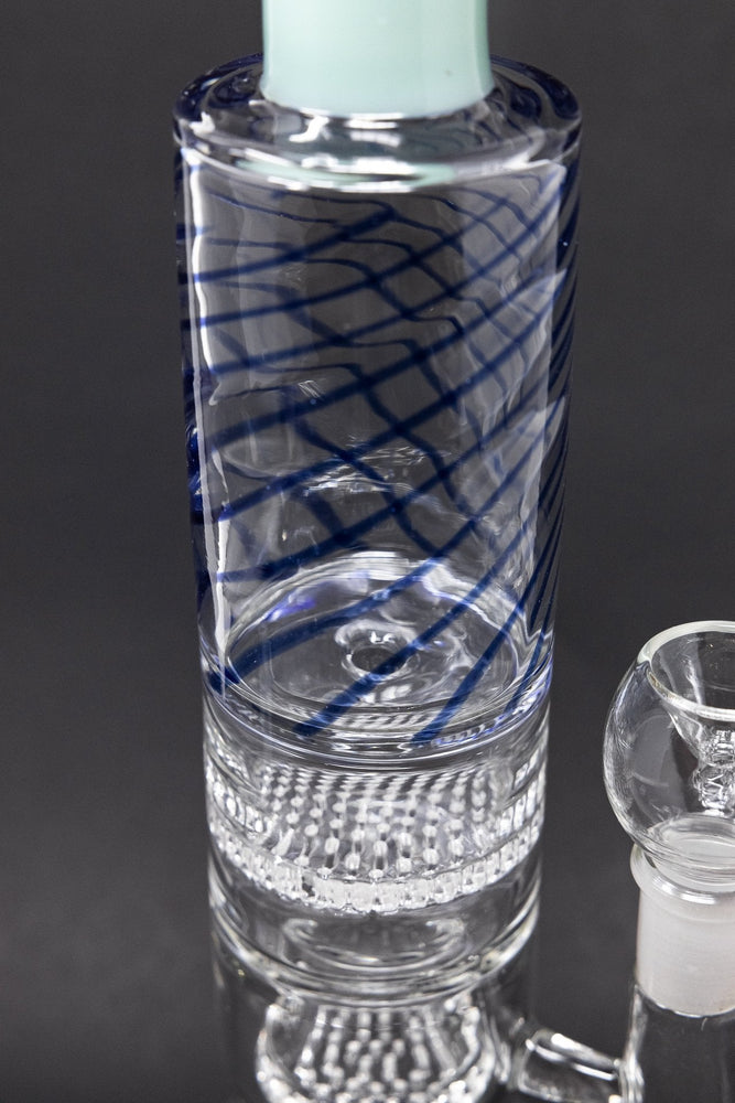 16" Blue Bubble Bottom Double Honeycomb Bong