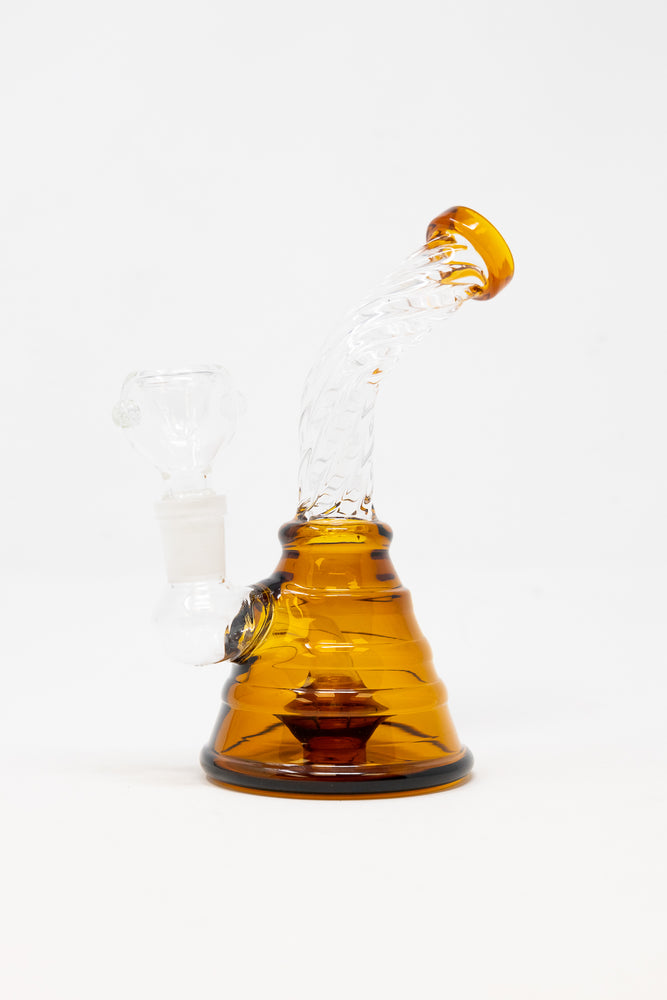 7" Amber Twisted Base Bong