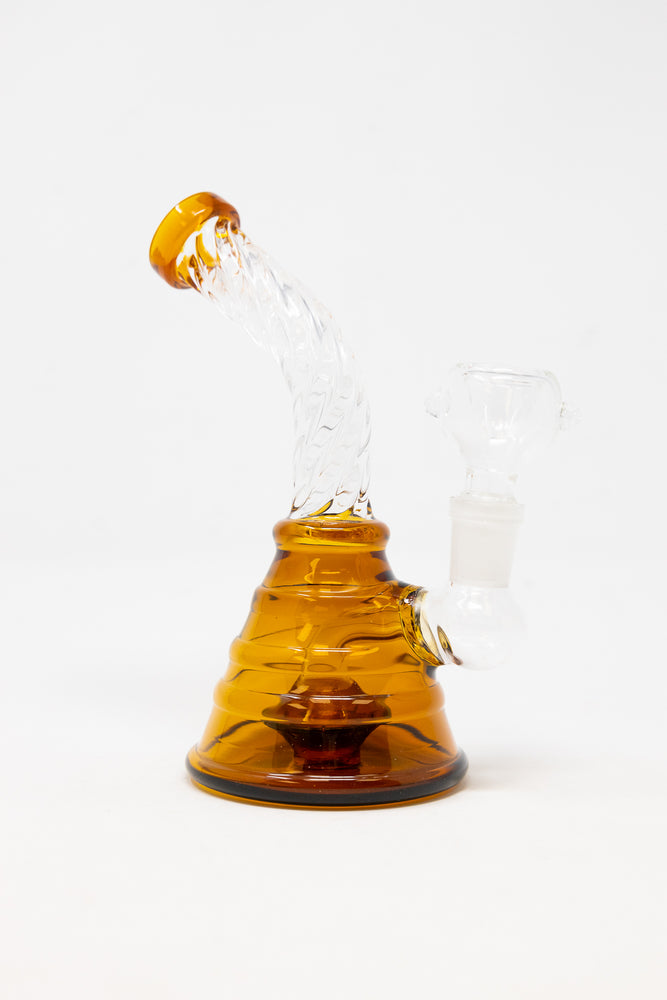 7" Amber Twisted Base Bong